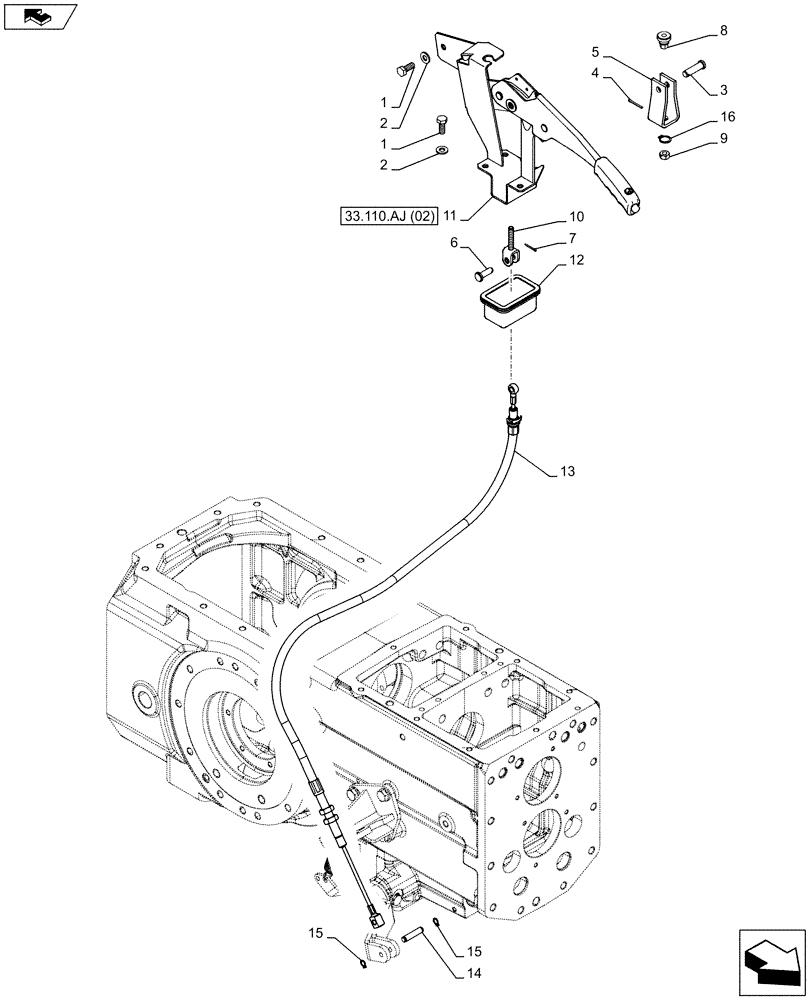 Схема запчастей Case IH FARMALL 95C - (33.110.AJ[01]) - VAR - 391606, 743573, 743496, 334179, 334180, 334183, 334185, 334211, 744588, 336606 - HAND BRAKE, W/ CAB (33) - BRAKES & CONTROLS