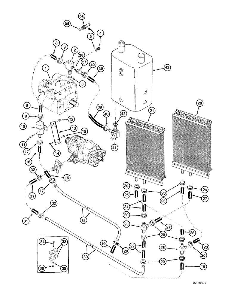 Схема запчастей Case IH 2188 - (8-12) - OIL COOLER SYSTEM, RICE COMBINE (07) - HYDRAULICS