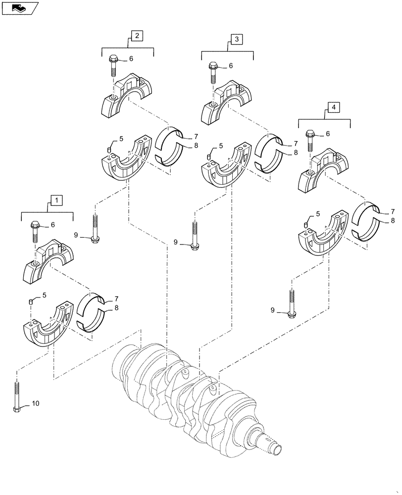 Схема запчастей Case IH SR175 - (10.103.AB) - CRANKSHAFT BEARING (10) - ENGINE