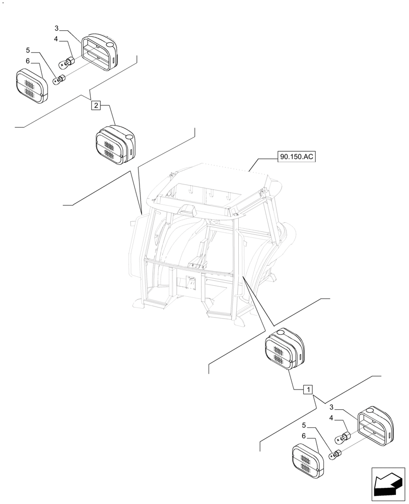 Схема запчастей Case IH FARMALL 140A - (55.404.CA) - FRONT DIRECTION INDICATOR - ONLY SOUTH AFRICA (55) - ELECTRICAL SYSTEMS