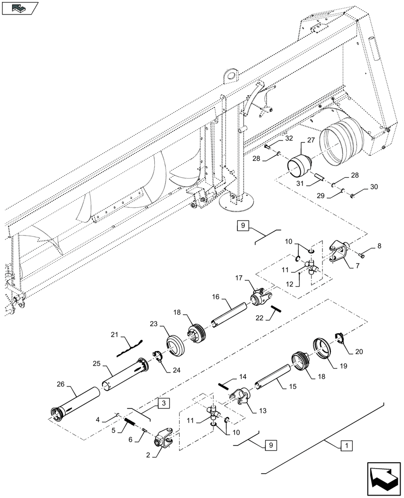 Схема запчастей Case IH 2606XR - (58.100.510) - POWER TAKE-OFF (58) - ATTACHMENTS/HEADERS