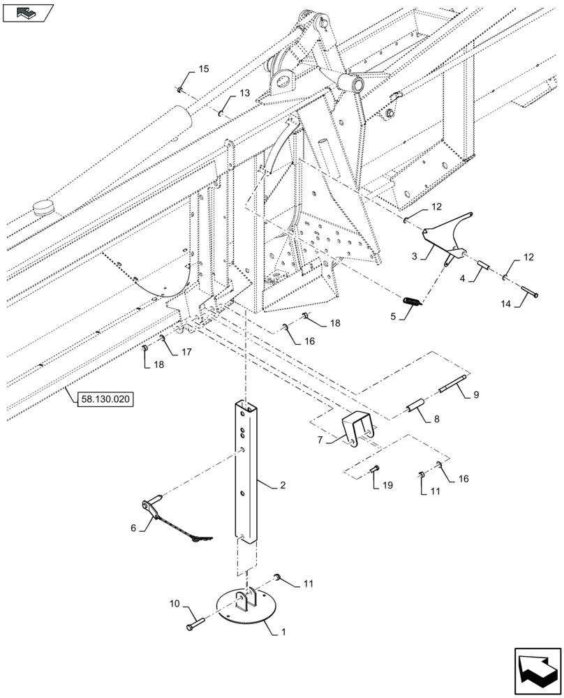 Схема запчастей Case IH 2608XF - (58.100.030) - HEADER, SUPPORT (58) - ATTACHMENTS/HEADERS