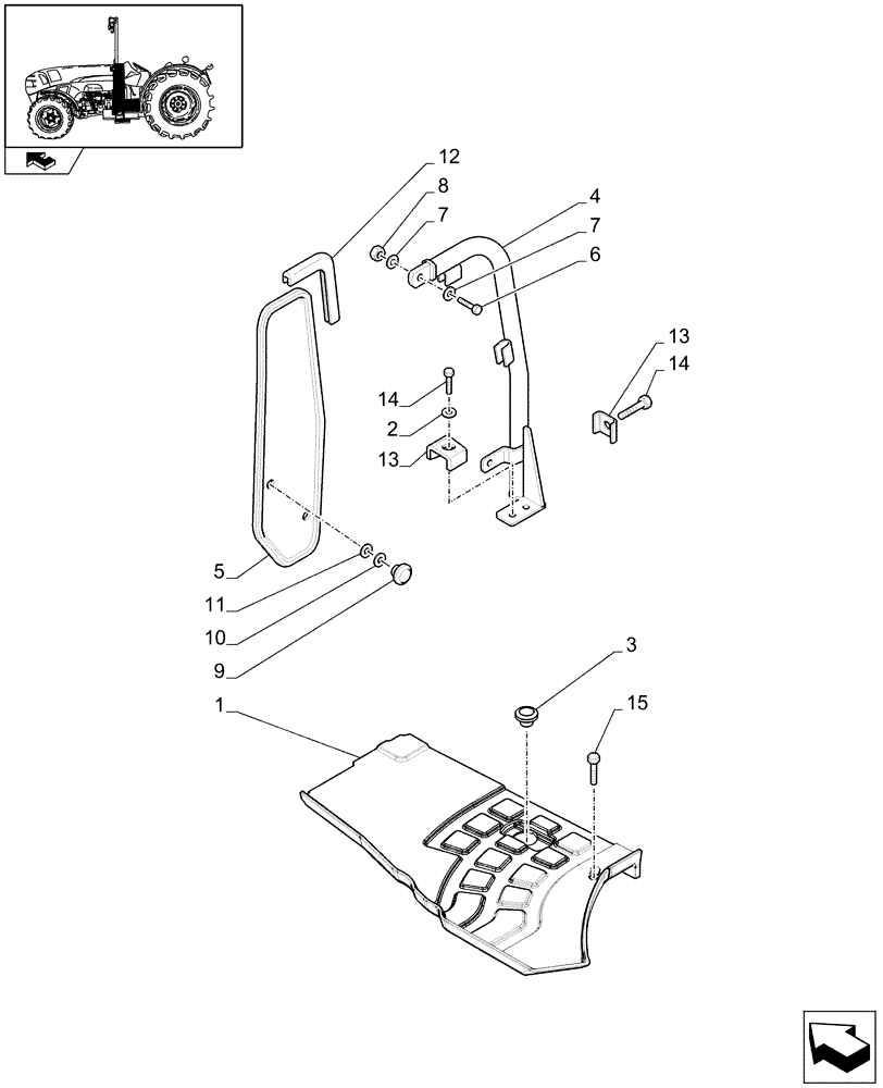 Схема запчастей Case IH FARMALL 105V - (1.92.87/14) - NOISE REDUCTION PACKAGE - MUDGUARDS AND FOOTBOARDS - L/CAB (VAR. 332104 / 743538; VAR. 332183 - 332184 / 743986) (10) - OPERATORS PLATFORM/CAB