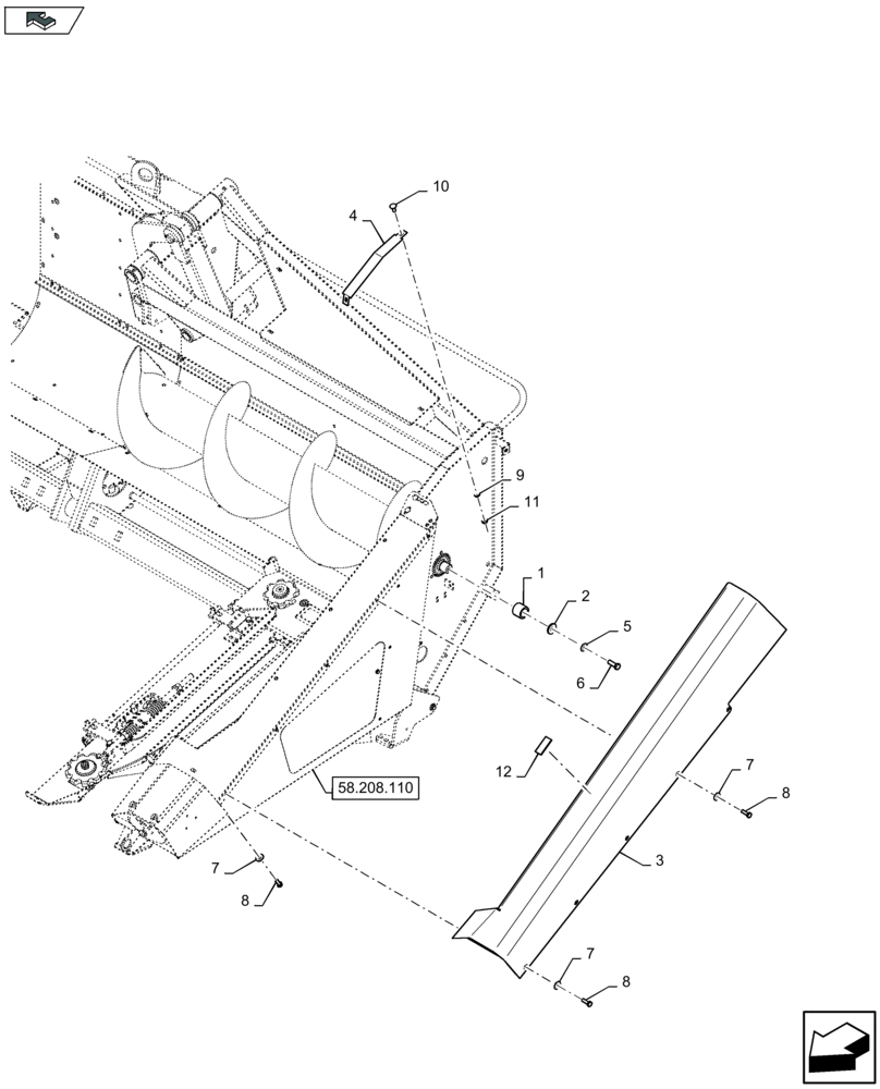 Схема запчастей Case IH 2608XF - (58.208.410) - ADDITIONAL COVER FOR DIVIDERS, LH AND RH (58) - ATTACHMENTS/HEADERS