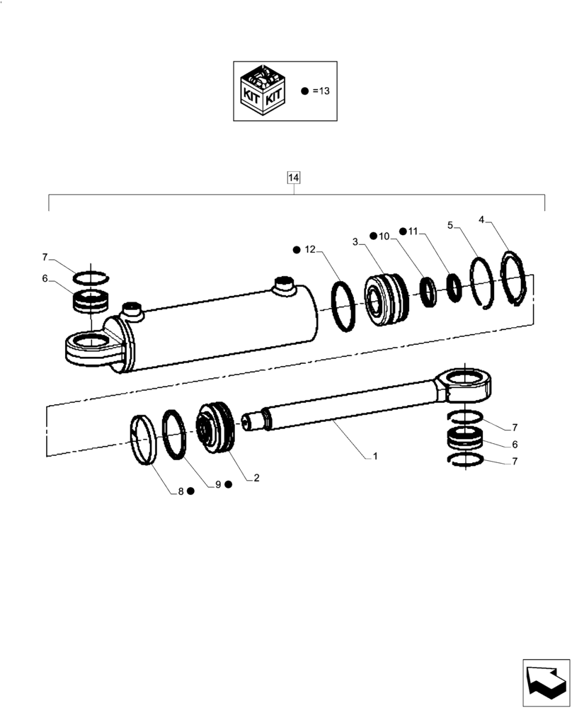 Схема запчастей Case IH MAGNUM 235 - (41.216.AN[02]) - FRONT AXLE, HYDRAULIC STEERING, CYLINDER (41) - STEERING