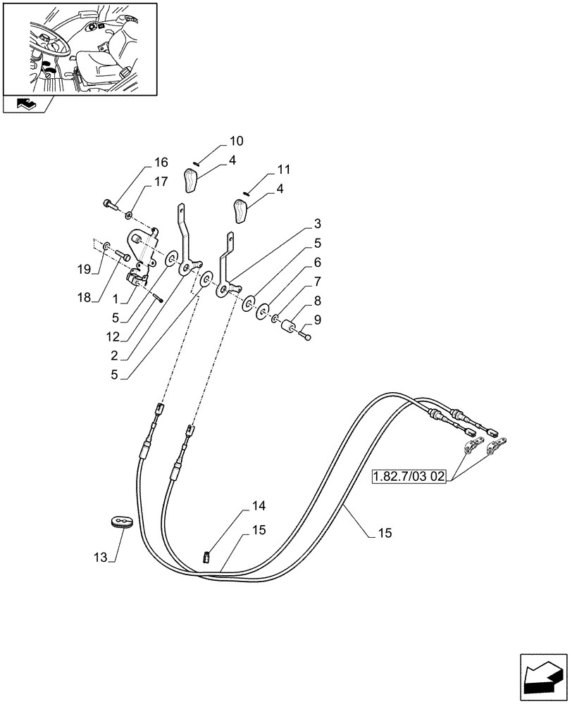 Схема запчастей Case IH FARMALL 105V - (1.92.82/02[04]) - THREE REMOTE VALVES & FLOW-RATE REGULATOR FOR MDC - LEVER AND KNOB , W/O CAB (VAR. 330390 / 743525) (10) - OPERATORS PLATFORM/CAB