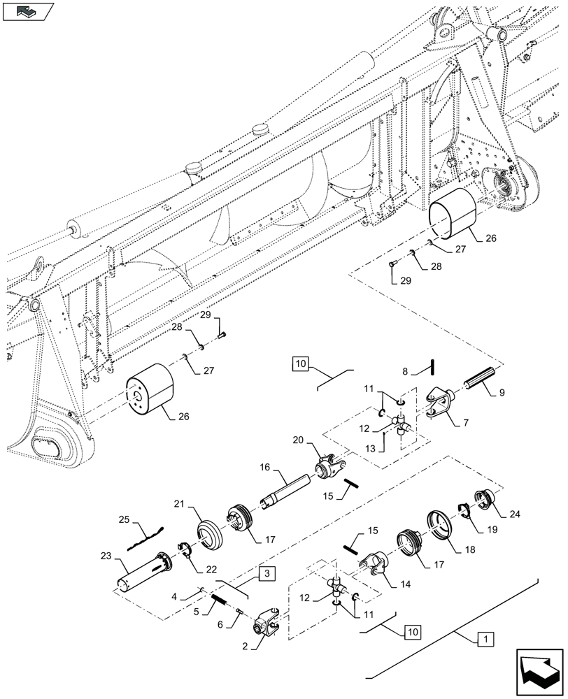 Схема запчастей Case IH 2608XF - (58.100.560) - POWER TAKE-OFF (58) - ATTACHMENTS/HEADERS