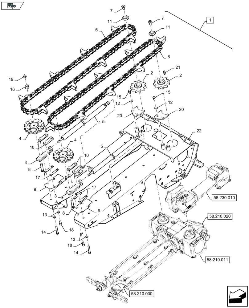 Схема запчастей Case IH 2608XR - (58.220.121) - ROW UNIT, CHAIN AND SPROCKETS - F600631 (58) - ATTACHMENTS/HEADERS