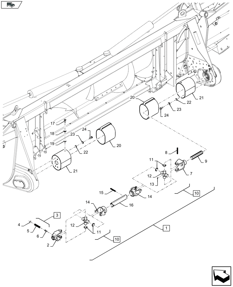 Схема запчастей Case IH 2608XF - (58.100.550) - POWER TAKE-OFF (58) - ATTACHMENTS/HEADERS