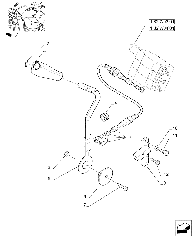 Схема запчастей Case IH FARMALL 105V - (1.92.82/02[05]) - THREE REMOTE VALVES & FLOW-RATE REGULATOR - CONTROL LEVER (VAR. 330390 - 332137 - 332138 - 335390 / 743525) (10) - OPERATORS PLATFORM/CAB