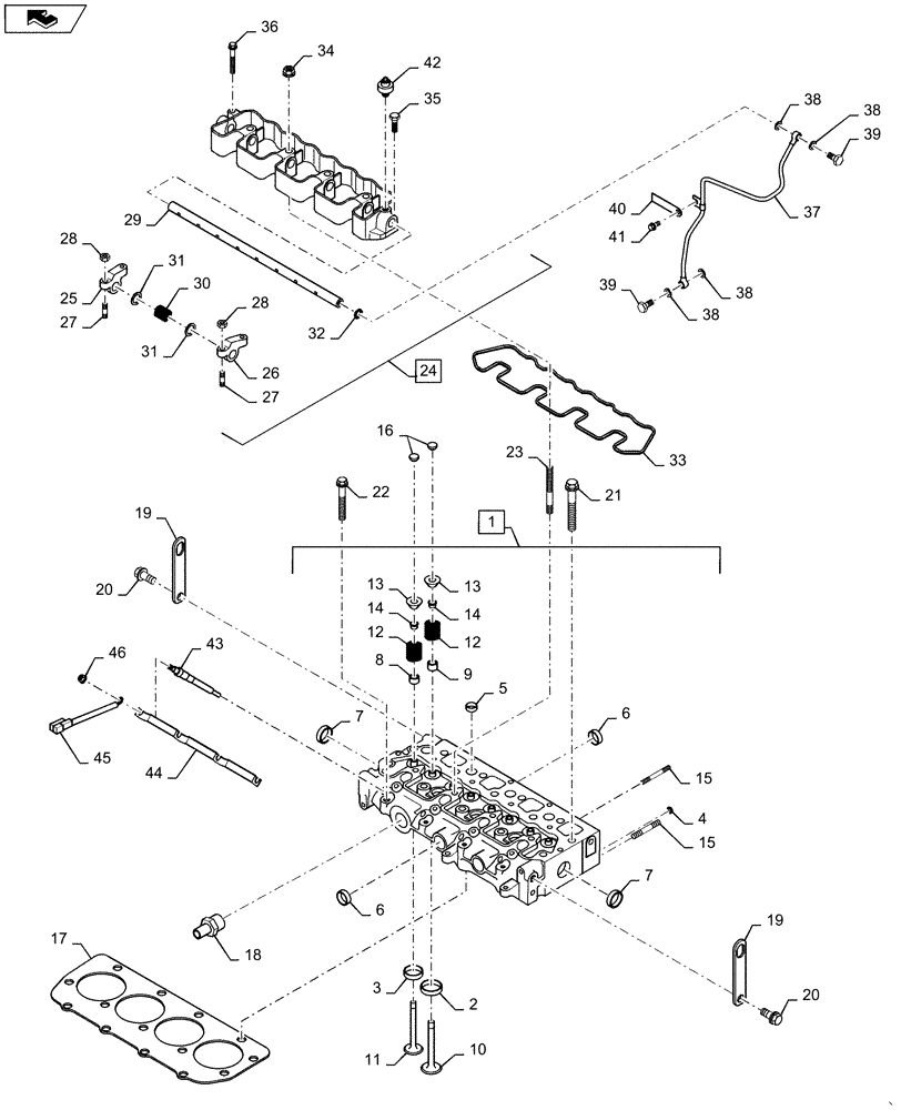 Схема запчастей Case IH SR175 - (10.101.AA) - CYLINDER HEAD & RELATED PARTS (10) - ENGINE