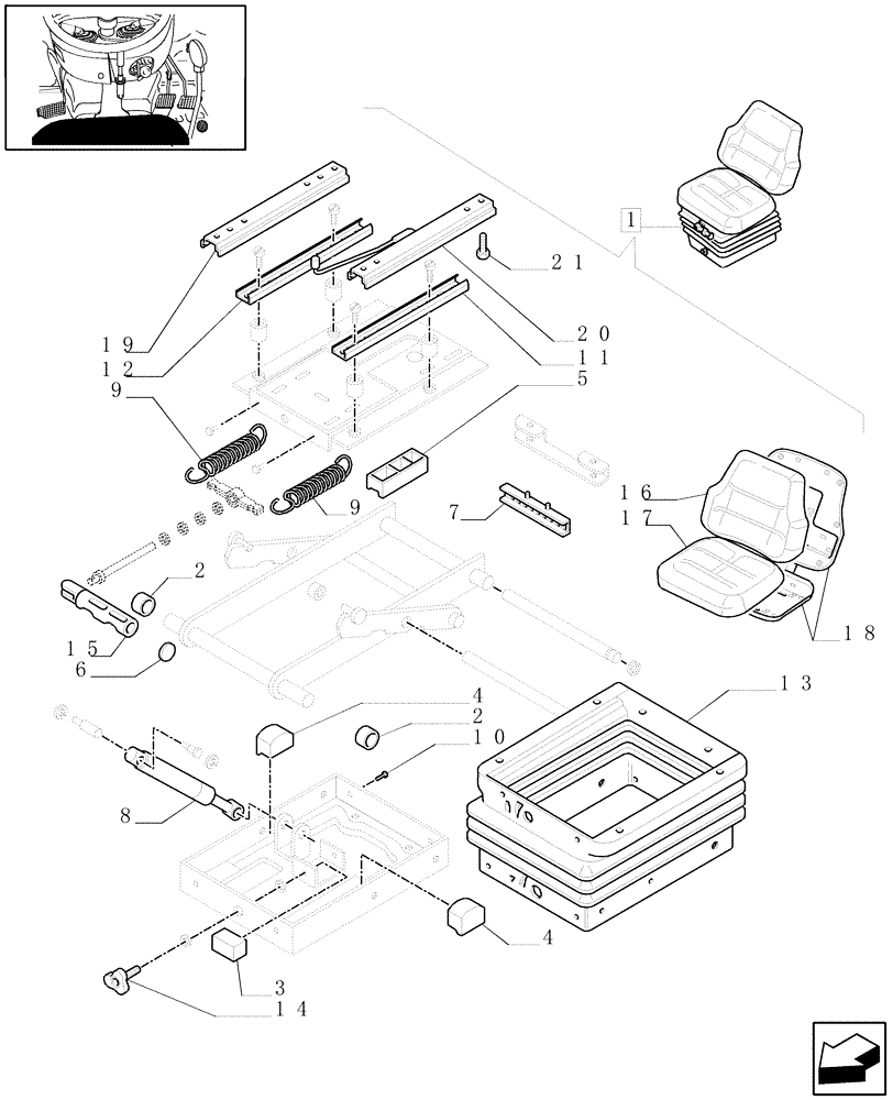 Схема запчастей Case IH JX1085C - (1.92.85/ C) - (VAR.090) SEAT - BREAKDOWN - D5644 - C6330 (10) - OPERATORS PLATFORM/CAB