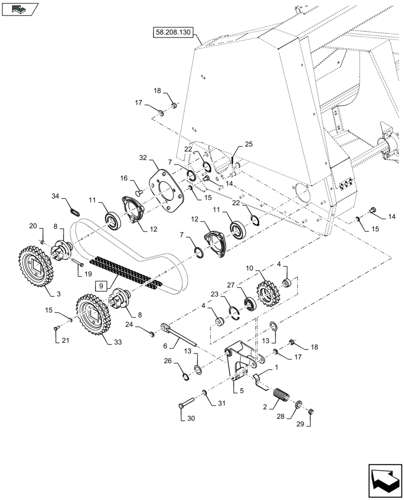 Схема запчастей Case IH 2608XR - (58.224.050) - HEADER DRIVE (58) - ATTACHMENTS/HEADERS