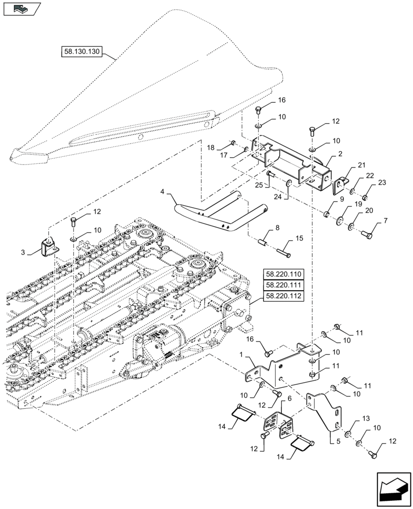 Схема запчастей Case IH 2612XR - (58.130.120) - END DIVIDER MOUNT, LH - D586 (58) - ATTACHMENTS/HEADERS