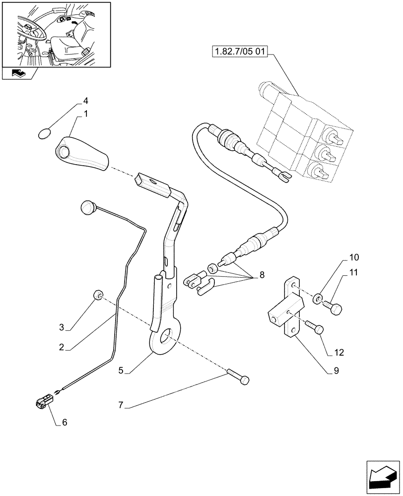 Схема запчастей Case IH FARMALL 105V - (1.92.82/05[02]) - THREE REMOTE VALVES WITH FLOW DIVIDER FOR MDC, CONTROL LEVER (VAR. 332391 – 335391 / 743526) (10) - OPERATORS PLATFORM/CAB