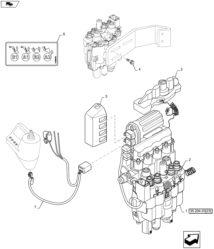 Схема запчастей Case IH L735 - (35.600.AQ[05]) - VAR - 713633006, 713633016 - 2 FUNCTION ELECTRO HYDRAULIC KIT - VALVE AND ELECTRIC CONNECTION FOR MAXXUM 110, 115, 120, 125, 130, 140 W/ CCLS (35) - HYDRAULIC SYSTEMS