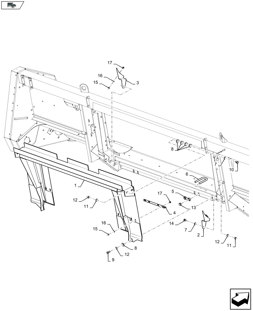 Схема запчастей Case IH 2608XF - (58.130.320) - FRAME FOR MIDRANGE COMBINES (58) - ATTACHMENTS/HEADERS