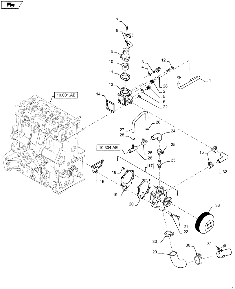 Схема запчастей Case IH SR175 - (10.400.BB) - WATER PUMP & RELATED PARTS (10) - ENGINE