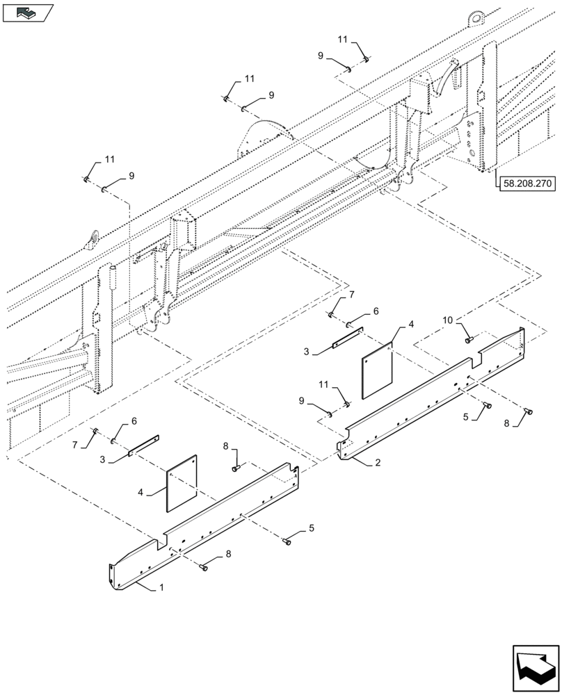 Схема запчастей Case IH 2608XR - (58.208.260) - CHOPPER SHIELDINGS (58) - ATTACHMENTS/HEADERS