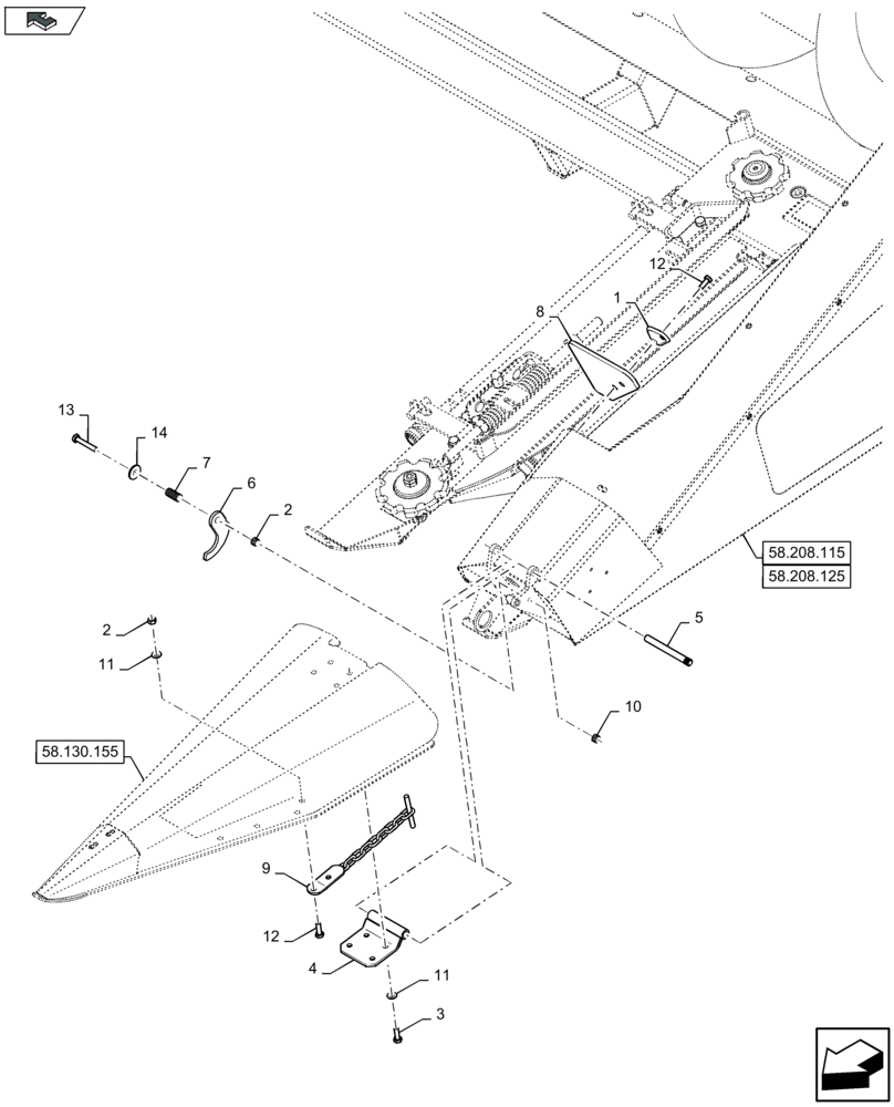 Схема запчастей Case IH 2608XR - (58.130.145) - END DIVIDER MOUNT - C585 (58) - ATTACHMENTS/HEADERS