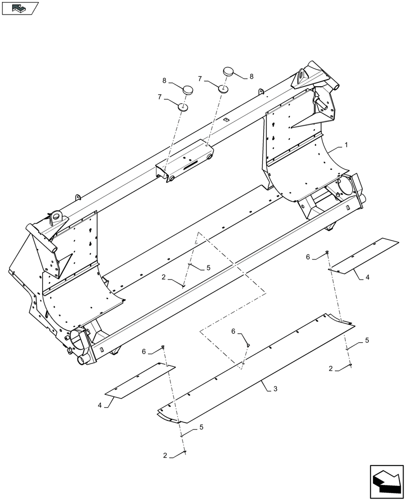 Схема запчастей Case IH 2608XF - (58.130.020) - HEADER FRAME (58) - ATTACHMENTS/HEADERS