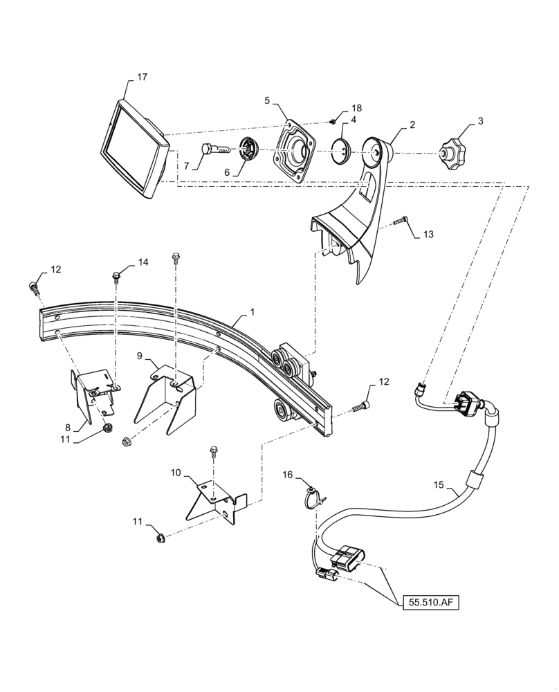 Схема запчастей Case IH 8240 - (55.520.AX) - VAR - 722988 - MONITOR, MOUNTING PARTS (55) - ELECTRICAL SYSTEMS