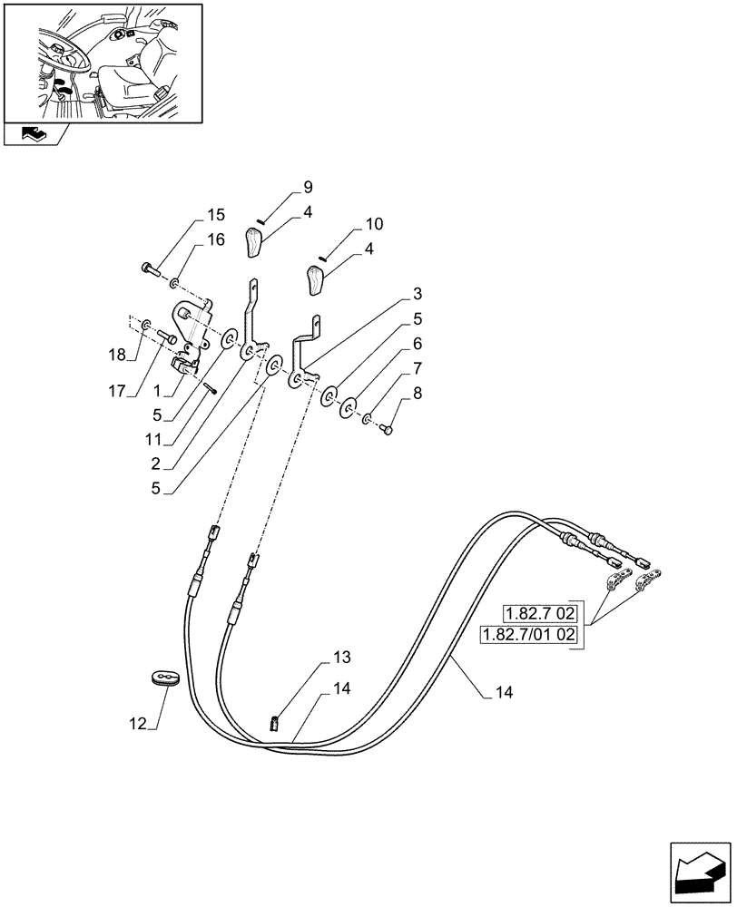 Схема запчастей Case IH FARMALL 105V - (1.92.82/01[01]) - 2 REMOTE VALVES - LEVER AND KNOB (10) - OPERATORS PLATFORM/CAB