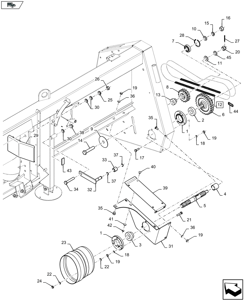 Схема запчастей Case IH 2606XR - (58.224.090) - HEADER DRIVE, RH (58) - ATTACHMENTS/HEADERS