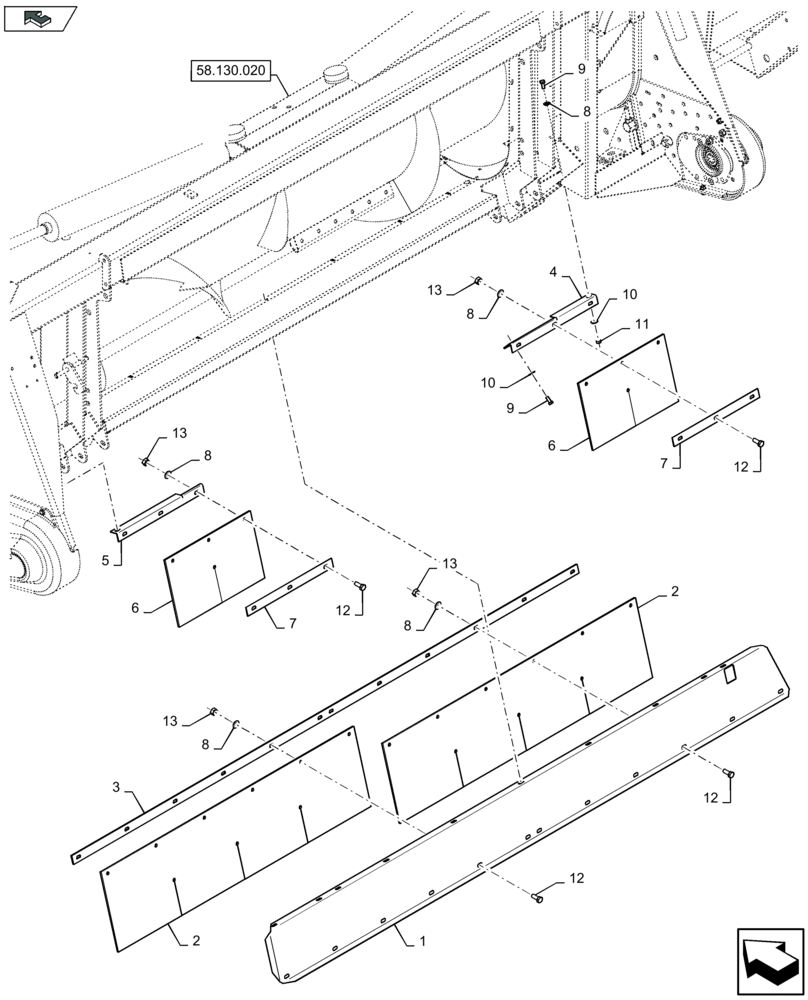 Схема запчастей Case IH 2608XF - (58.208.220) - CHOPPER SHIELDINGS (58) - ATTACHMENTS/HEADERS