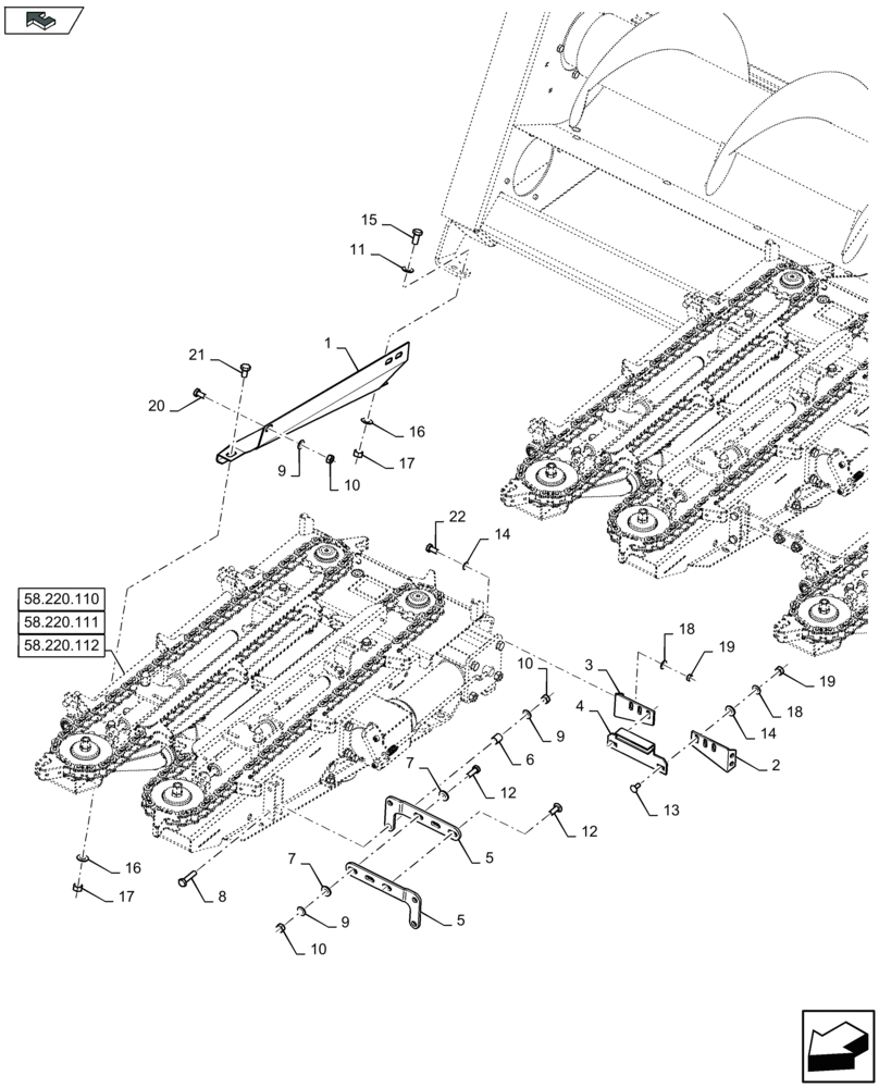 Схема запчастей Case IH 2608XR - (58.220.020) - ROW UNIT (58) - ATTACHMENTS/HEADERS