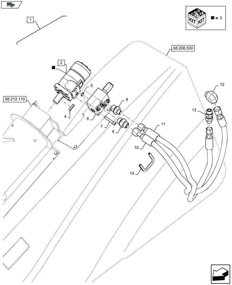 Схема запчастей Case IH 2608XR - (58.212.120) - SIDE DIVIDERS - HYDRAULIC MOTOR - D586 (58) - ATTACHMENTS/HEADERS