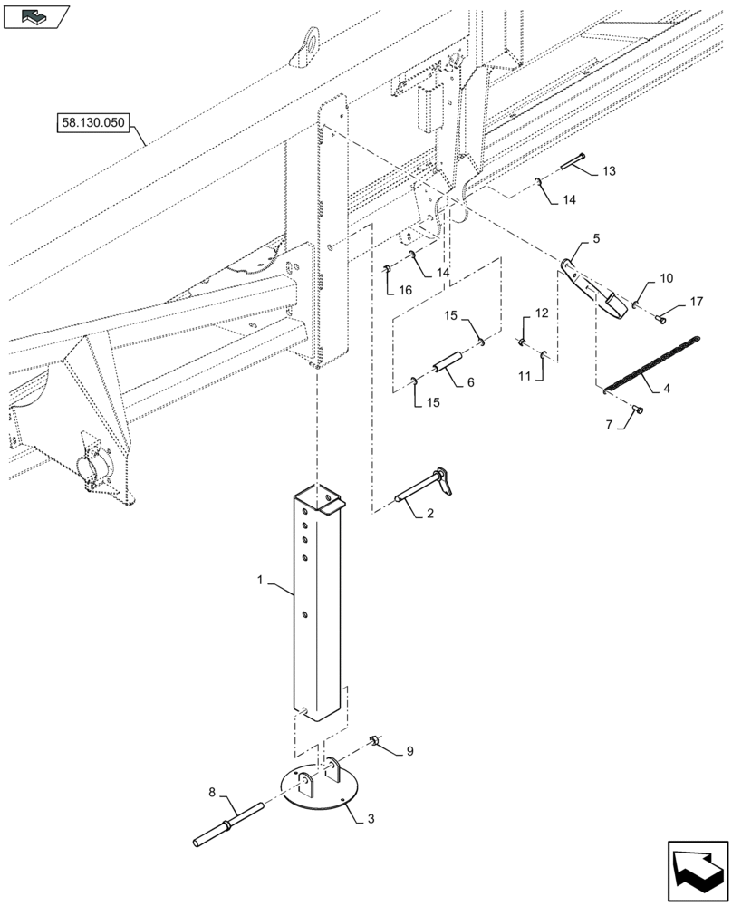 Схема запчастей Case IH 2612XR - (58.100.020) - HEADER, SUPPORT (58) - ATTACHMENTS/HEADERS