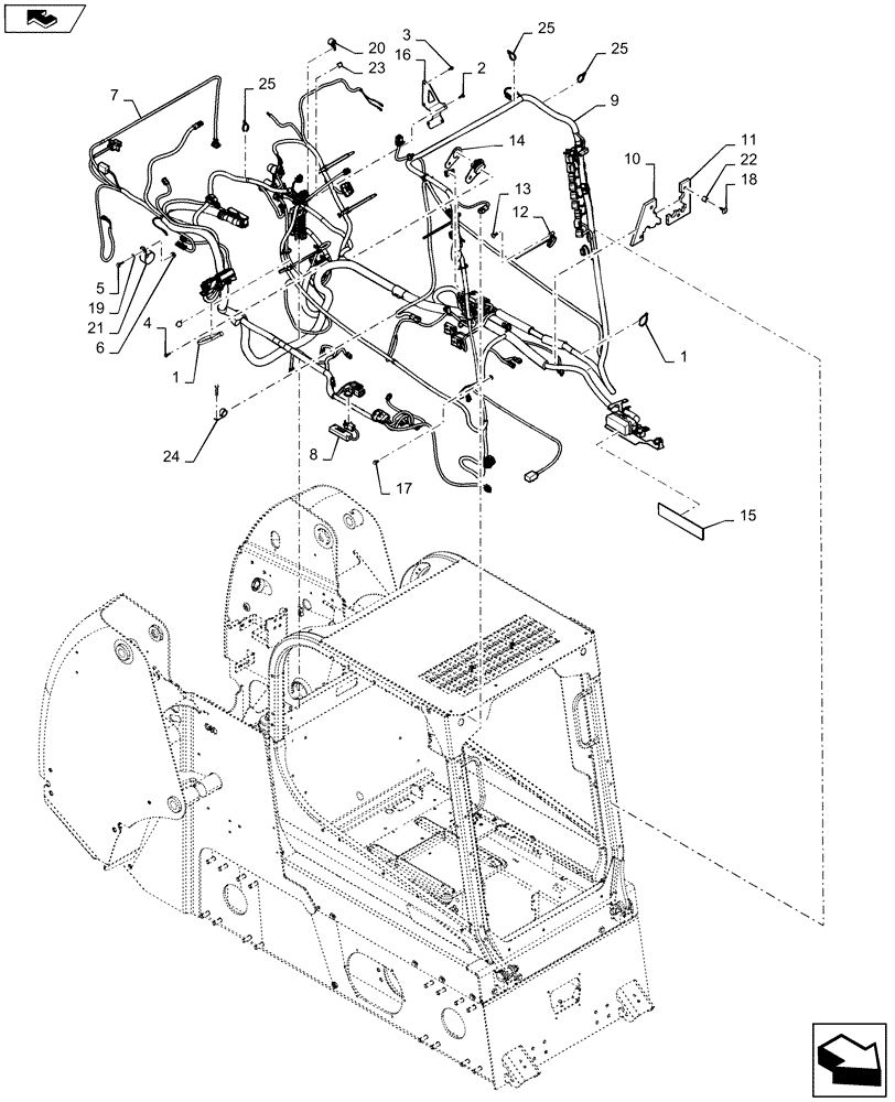 Схема запчастей Case IH SR175 - (55.101.AC[01]) - WIRE HARNESS & CONNECTOR, MECHANICAL CONTROLS (17-JUN-2015 & PRIOR) (55) - ELECTRICAL SYSTEMS