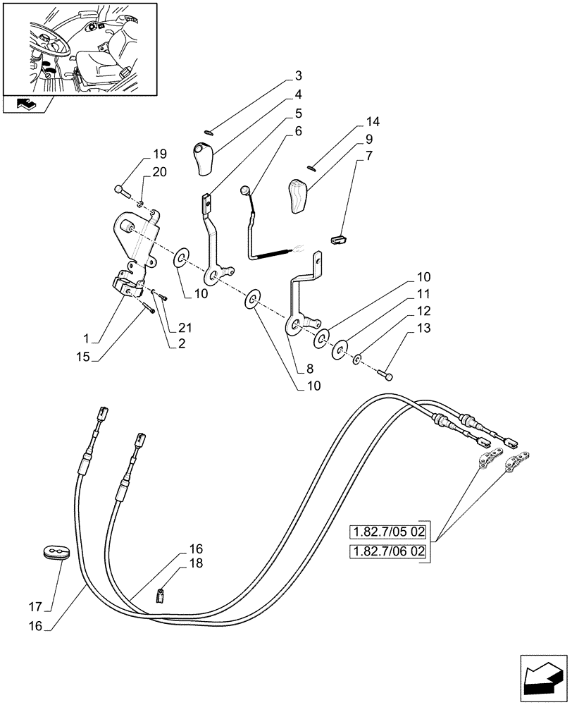 Схема запчастей Case IH FARMALL 105V - (1.92.82/03[04]) - THREE REMOTE VALVES WITH FLOW DIVIDER - LEVER AND KNOB , W/O CAB (VAR. 330391 - 333391 / 743526; VAR. 331391 - 334391 / 743527) (10) - OPERATORS PLATFORM/CAB