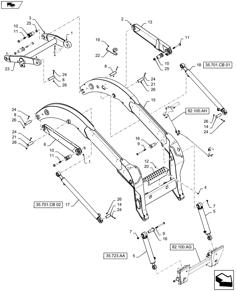 Схема запчастей Case IH SV250 - (84.910.AA) - BOOM (84) - BOOMS, DIPPERS & BUCKETS