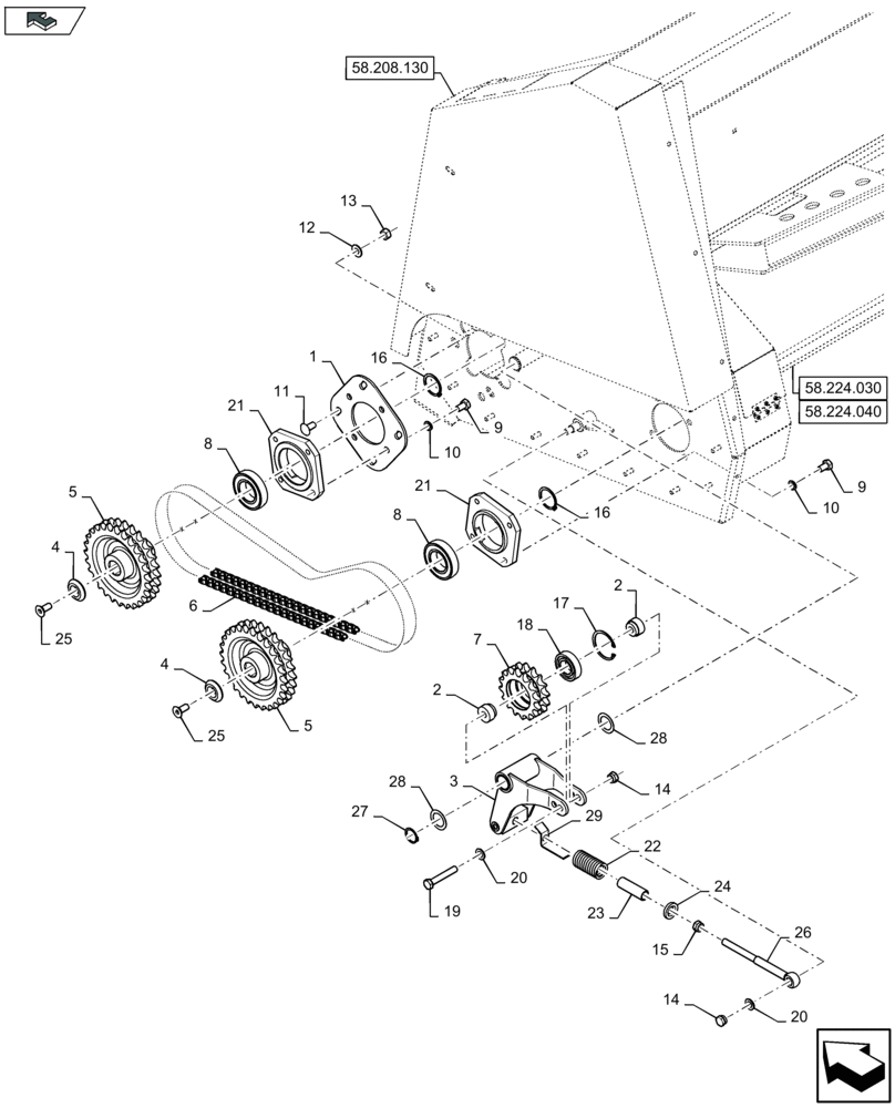 Схема запчастей Case IH 2612XR - (58.224.020) - HEADER DRIVE (58) - ATTACHMENTS/HEADERS