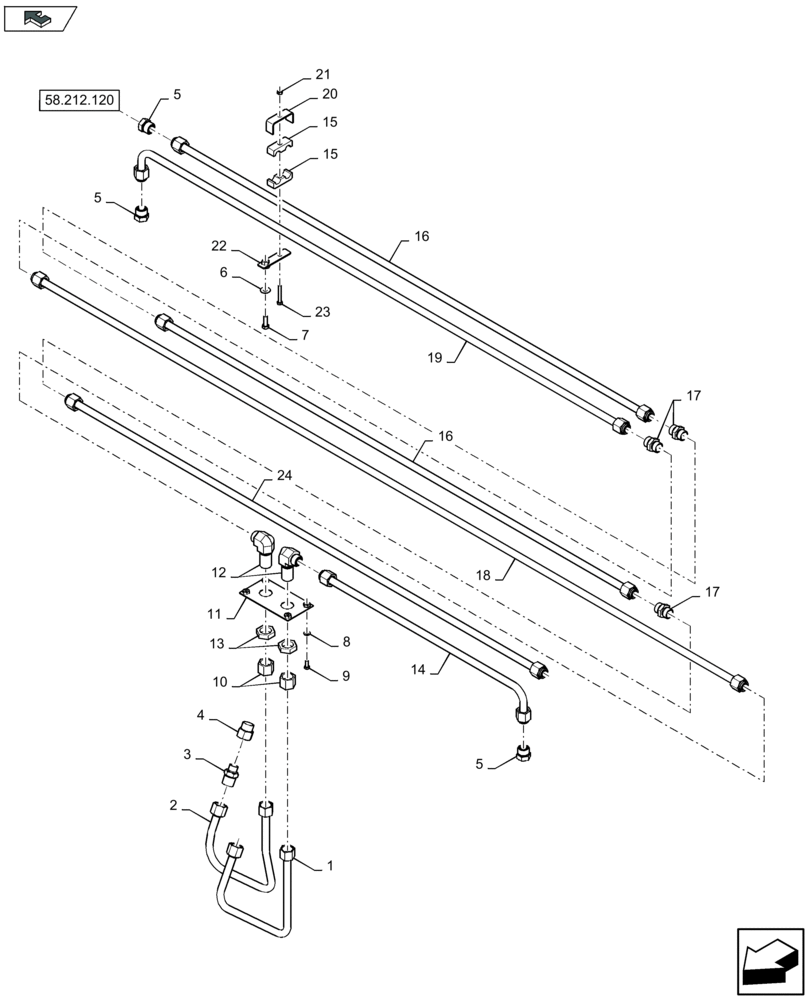 Схема запчастей Case IH 2606XR - (58.212.130) - SIDE DIVIDERS - HYDRAULIC SYSTEM - D586 (58) - ATTACHMENTS/HEADERS