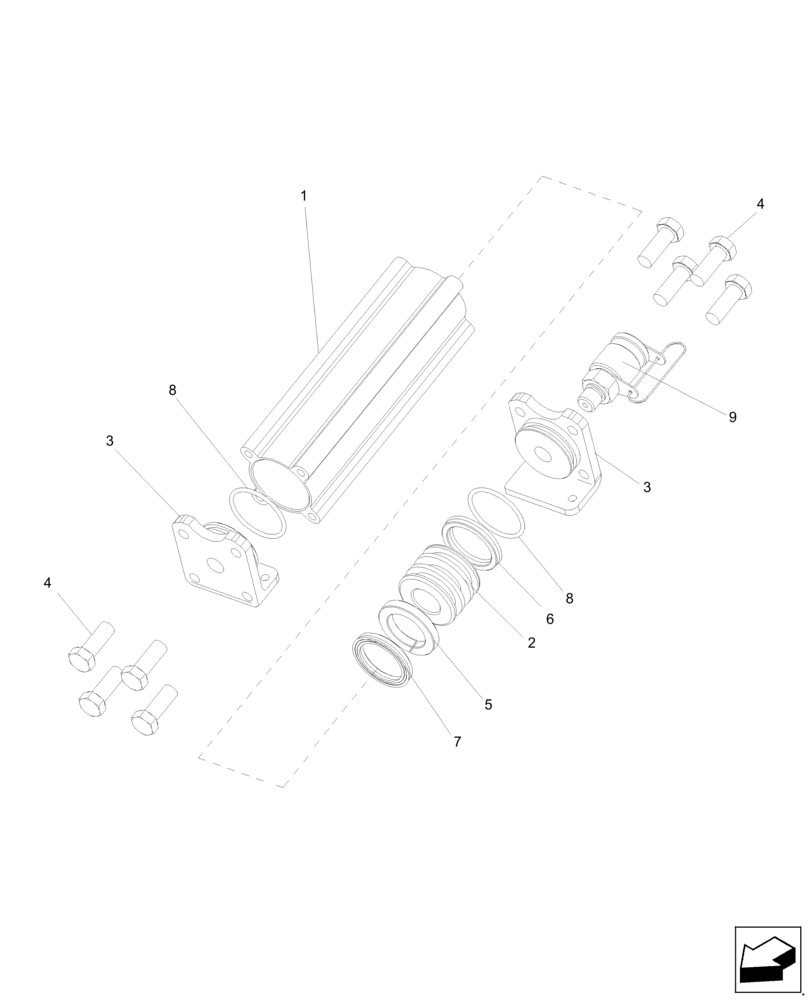 Схема запчастей Case IH A8000 - (55.662.AZ[03]) - HYDRAULIC CYLINDER (AUTOTRACKER) (A8000) - MY2012 (55) - ELECTRICAL SYSTEMS