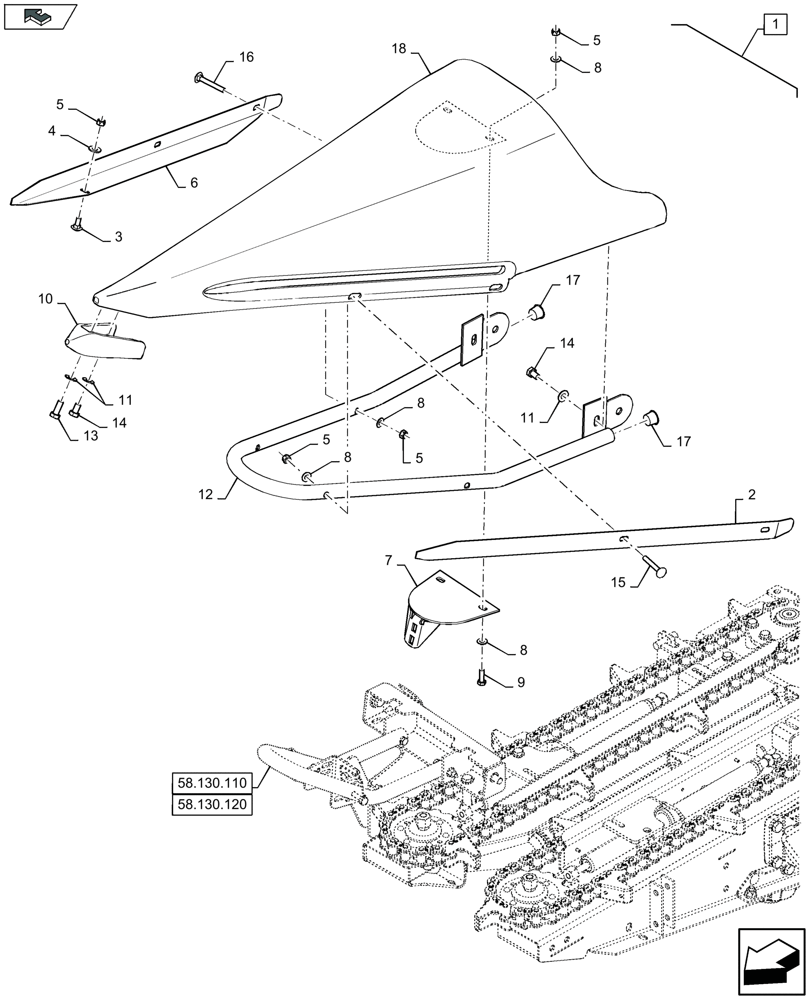 Схема запчастей Case IH 2612XR - (58.130.130) - END DIVIDER, LH & RH - D586 (58) - ATTACHMENTS/HEADERS