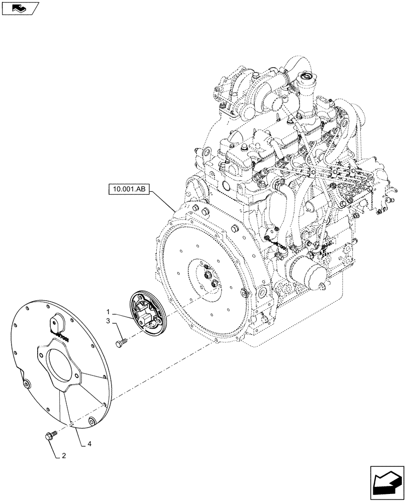 Схема запчастей Case IH SR175 - (10.103.AK) - FLYWHEEL COVER (10) - ENGINE