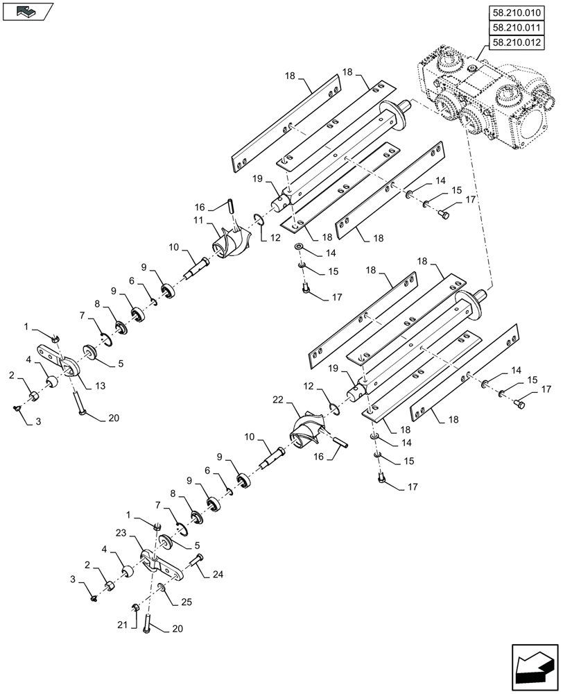 Схема запчастей Case IH 2608XR - (58.210.030) - ROW UNIT, ROLLER (58) - ATTACHMENTS/HEADERS