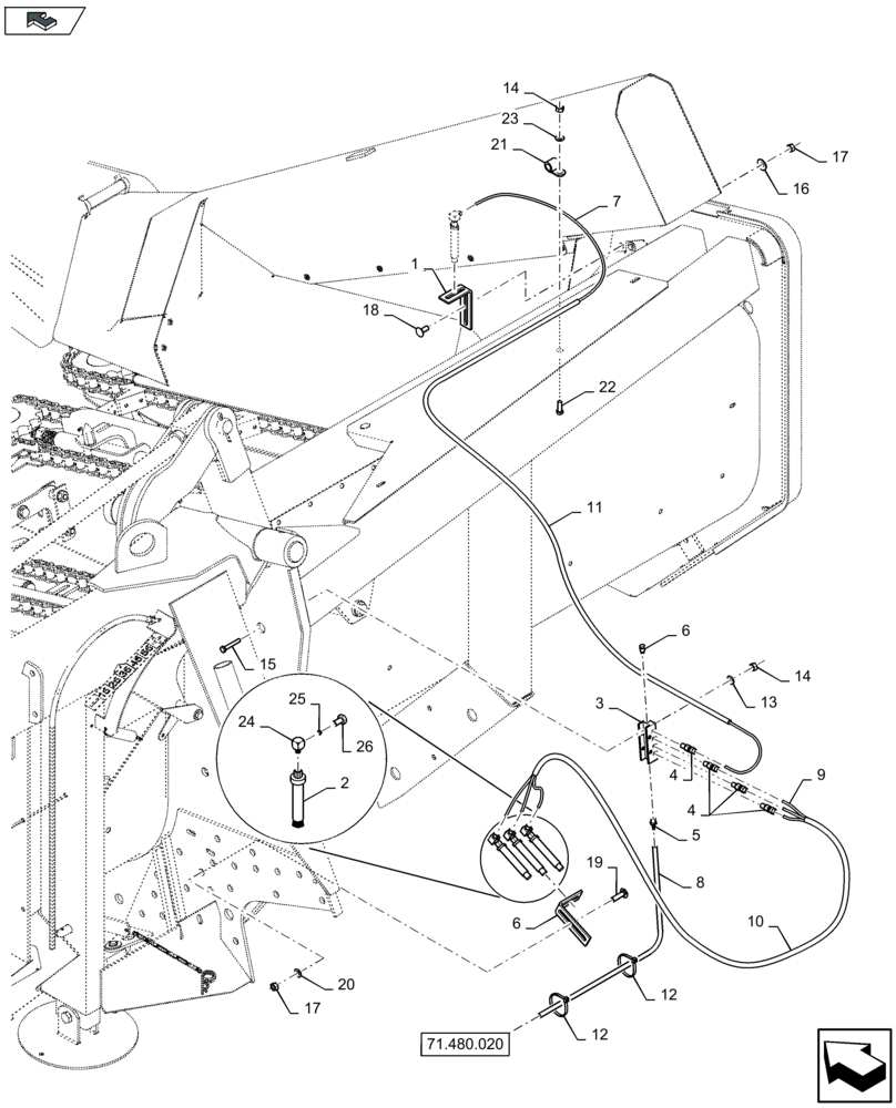 Схема запчастей Case IH 2608XF - (71.480.030) - GREASE KIT, RH (71) - LUBRICATION SYSTEM