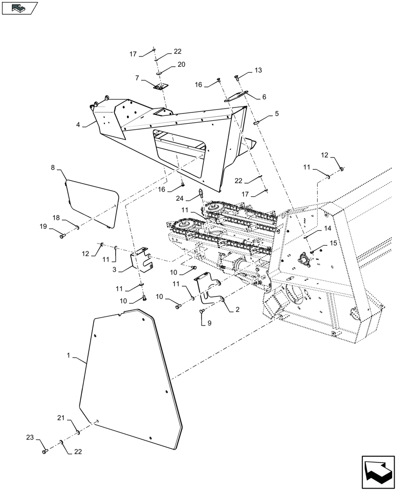 Схема запчастей Case IH 2612XR - (58.208.115) - HEADER SHIELDING, LH - C585 (58) - ATTACHMENTS/HEADERS