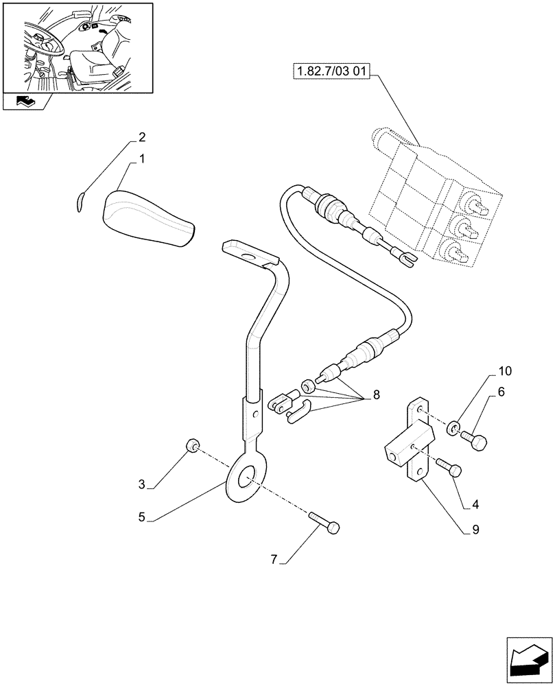 Схема запчастей Case IH FARMALL 105V - (1.92.82/04[02]) - THREE REMOTE VALVES & FLOW-RATE REGULATOR FOR MDC, CONTROL LEVER (VAR. 331390 / 743525) (10) - OPERATORS PLATFORM/CAB