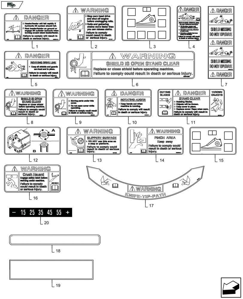 Схема запчастей Case IH 2606XR - (90.108.010) - SAFETY AND INSTRUCTIONAL DECALS (90) - PLATFORM, CAB, BODYWORK AND DECALS