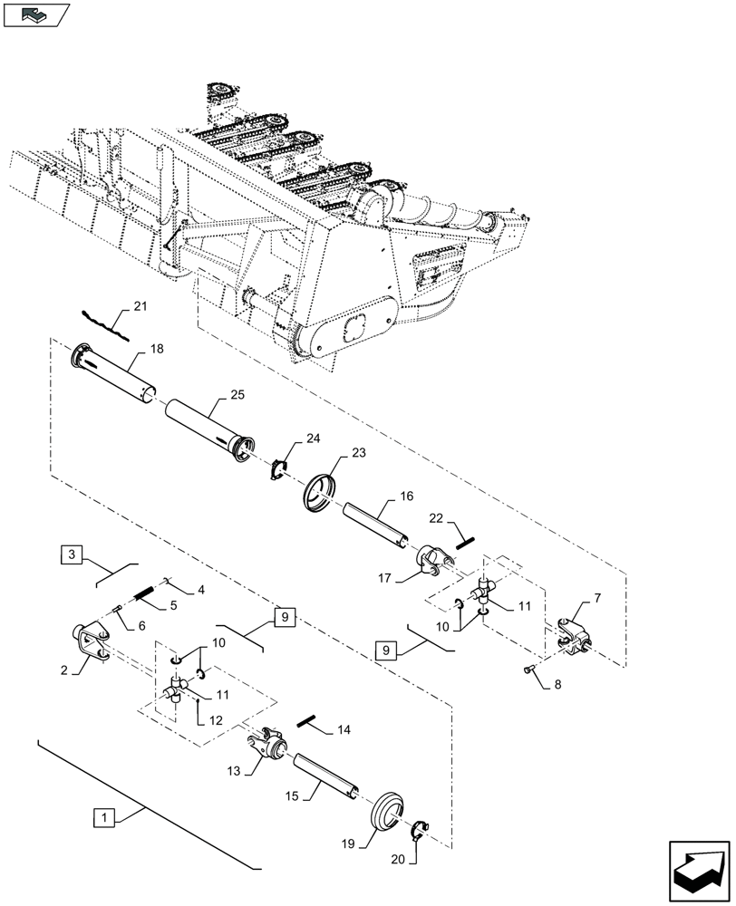 Схема запчастей Case IH 2608XR - (58.100.590) - POWER TAKE-OFF, RH (58) - ATTACHMENTS/HEADERS