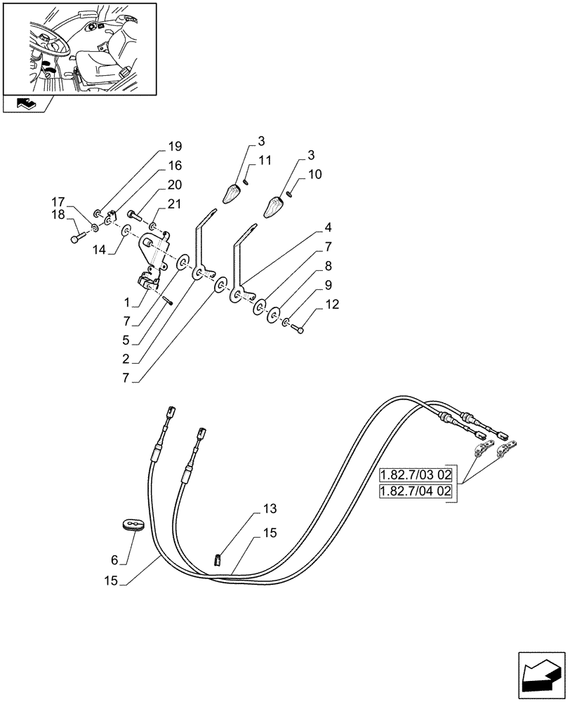 Схема запчастей Case IH FARMALL 105V - (1.92.82/02[01]) - THREE REMOTE VALVES & FLOW-RATE REGULATOR - LEVER AND KNOB, W/ CAB (VAR. 330390 - 332137 - 332138 - 335390 / 743525) (10) - OPERATORS PLATFORM/CAB