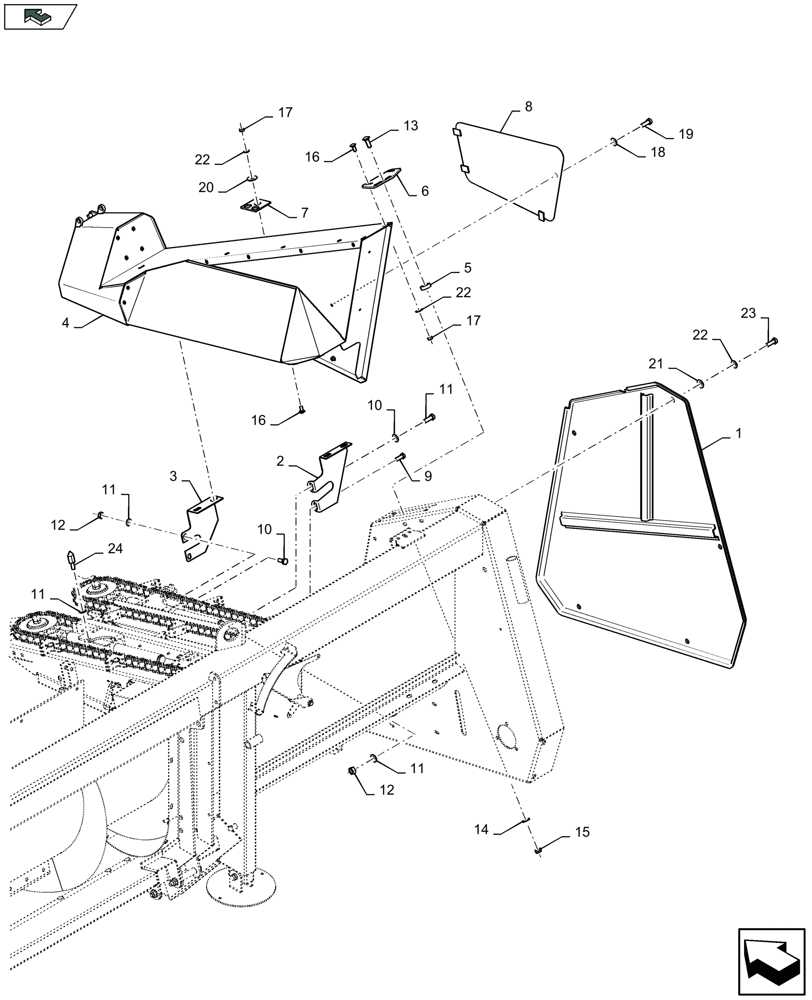 Схема запчастей Case IH 2612XR - (58.208.125) - HEADER SHIELDING, RH - C585 (58) - ATTACHMENTS/HEADERS