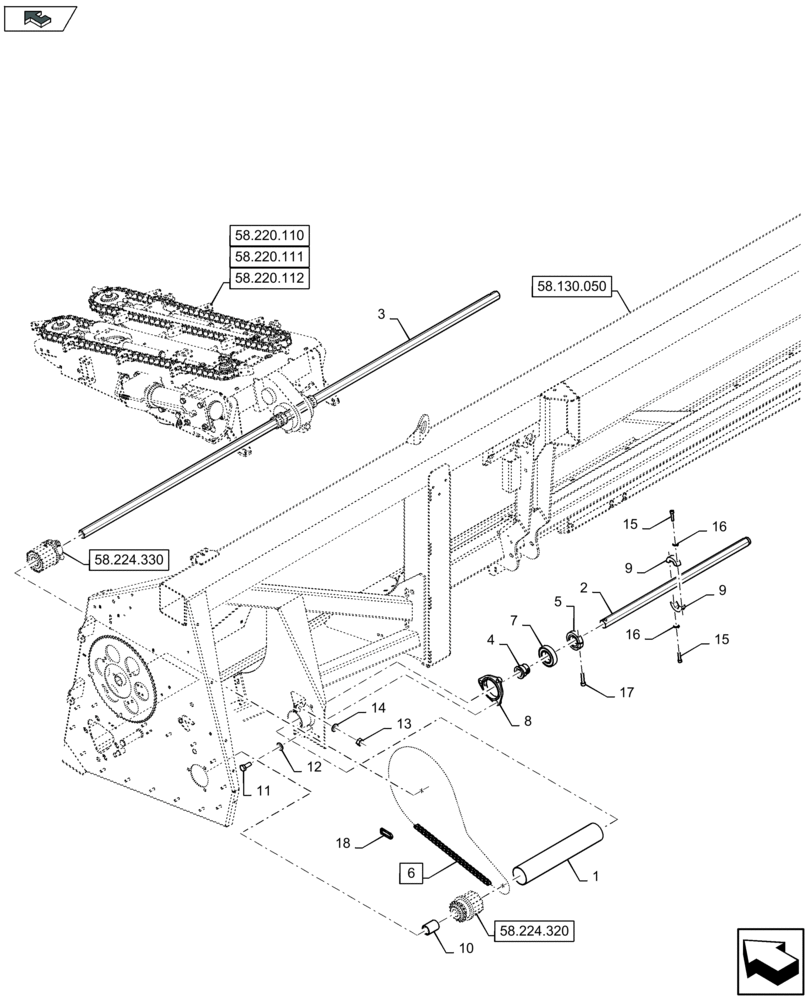 Схема запчастей Case IH 2608XR - (58.224.070) - ROW UNIT DRIVES (58) - ATTACHMENTS/HEADERS