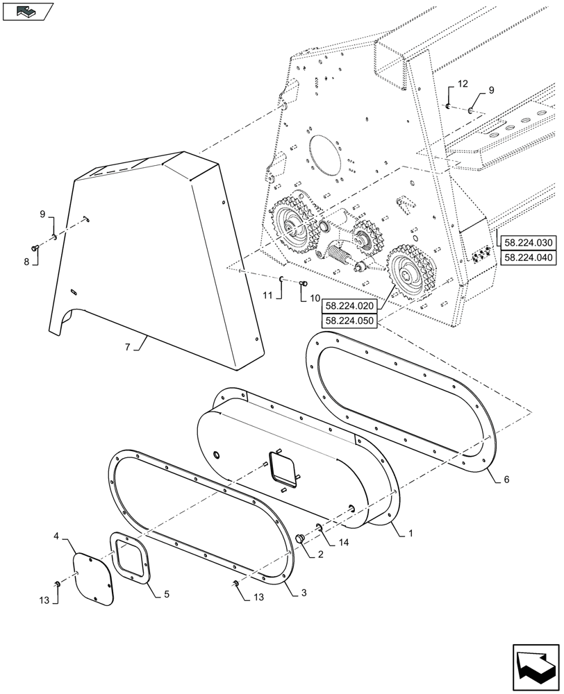 Схема запчастей Case IH 2608XR - (58.208.130) - COVERS FOR HEADER DRIVE (58) - ATTACHMENTS/HEADERS